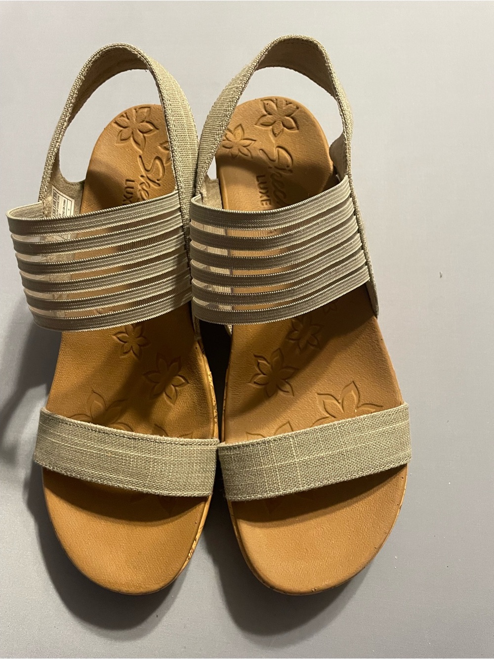 Skechers Beige Elastic Strap Women’s Sandals